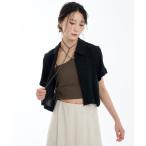 tシャツ スラブリブフロントジップTOP レディース