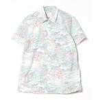 「American Eagle」 花柄半袖シャツ M グリーン メンズ