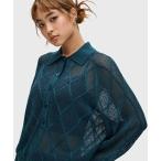ポロシャツ ポロ Argyle Mesh Knitted Polo Shirt/アーガイルメッシュニットポロシャツ レディース