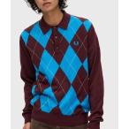 ポロシャツ Argyle Long Sleeve Knitted Polo Shirt/アーガイル長袖ニットポロシャツ メンズ レディース