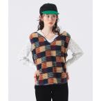 ベスト ジレ ジャガード ボア プルオーバー レディース