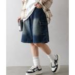 カーゴパンツ デニムカーゴハーフパンツ レディース