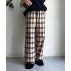 パンツ シアーチェックワイドパンツ レディース
