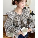 ブラウス シャツ マルチウェイオフショルクロスフリルチェックブラウス レディース