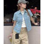 ショッピングtシャツ レディース 半袖 tシャツ 「 MEMECLE / メメクル 」チェック 半袖Tシャツ レディース