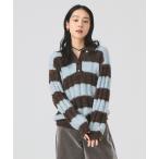 ニット セーター ワイド ボーダー ポロ ニット レディース