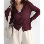 ショッピングアンドミー tシャツ シアーテレコリブ長袖カーディガン レディース