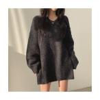 ショッピングニットワンピース ワンピース Vネックニットワンピース