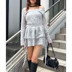 ショッピングティアード ワンピース 透かし編みティアードニットワンピース