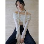 tシャツ オフショルフロッキーチュールトップス レディース