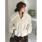 ショッピングカラー ブルゾン アウター ECOPELビッグカラーショートジャケット レディース