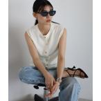 ベスト ジレ 「動画あり」nuance button summer knit vest / 変形釦サマーニットベスト レディース