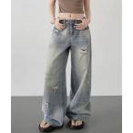  джинсы Denim Denim брюки свободно размер повреждение широкий Denim брюки женский 