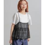 tシャツ ダブルフロントレースキャミビスチェセット レディース