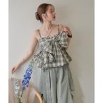キャミソール ombre check double ribbon bustier / オンブレチェックダブルリボンビスチェ