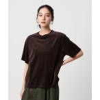 tシャツ ポリエステルコットン ベロアボーダーTシャツ レディース