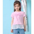 tシャツ フリルリボン ペプラム半袖Tシャツ キッズ 子供服 女の子
