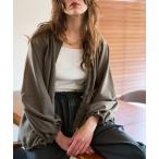 ショッピングパフスリーブ ブルゾン アウター 「夏の羽織りアイテム」ラウンドスリーブギャザーブルゾン/シアー/パフスリーブ/サマージャケット レディース