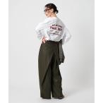 スラックス パンツ バックラップ タックワイドパンツ -ウォッシャブル- レディース