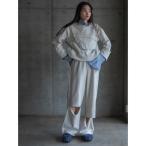 スウェットパンツ ジャージ Side raw edge slit pants レディース