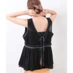 ベスト ジレ 前後2WAYシアーベロアサテンリボンベスト レディース