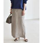 スカート quaranciel:「洗濯機可能」ウーステッド ステッチ Iライン ロング スカート