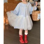 ワンピース 「-aimoha-KIDS-」チュール切替ストライプワンピース キッズ 子供服