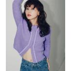 カーディガン モヘヤタッチフリルニットカーディガン レディース