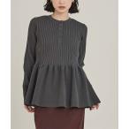 ニット セーター ヘンリーネックペプラム