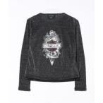 メタリックダガーメッシュロングスリーブトップ レディース