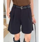 パンツ タックバミューダハーフパンツ レディース