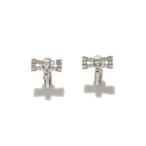 イヤリング クリスタルリボンイヤリング レディース