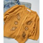 カーディガン 透かし編み ビーズ刺繍 サマーニット カーディガン/ 半袖ニット レディース