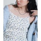 ショッピング花柄 キャミソール 花柄 針抜きフライス ヘンリーネック キャミソール