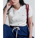 tシャツ ミニハート刺繍 Tシャツ/リブTシャツ/コンパクトTシャツ レディース