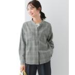 ショッピングDays ブラウス シャツ ウール調バンドカラーシャツ（しわになりにくい・洗濯機OK）「大きいサイズ有」 レディース