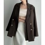 ジャケット テーラードジャケット レイヤードゴールドボタンテーラードジャケット(ゆったりシルエット) レディース