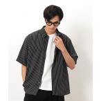 シャツ ストライププリント ショートポイントカラー 半袖シャツ メンズ