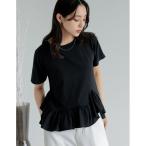 tシャツ 「接触冷感」「UVカット」コットン天竺フリルヘムTシャツ レディース
