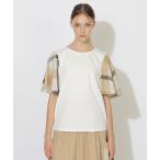 tシャツ ハーフフレアスリーブチェックTシャツ レディース