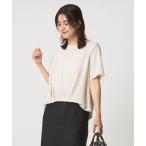 ブラウス シャツ フロント ライン 5分袖 TEEブラウス レディース