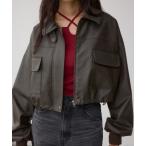 ブルゾン アウター フェイクレザーショートブルゾン レディース