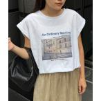tシャツ 梨地フレンチスリーブアソートプリントTee レディース