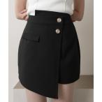 ショッピングラップ パンツ アシメボタンラップショ−トパンツ レディース