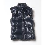 「MONCLER」 ワンポイントダウンベスト 0 ネイビー レディース