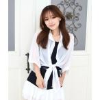 ブラウス シャツ シアー前結びシャ