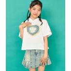 パーカー  デニム ハート ワッペン 