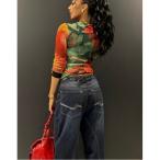 ショッピングバルーン ジーンズ デニム デニムパンツ バルーンシルエット ウォッシュ加工ロングデニムパンツ レディース