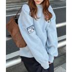 トレーナー スウェット オーバーサイズ裏起毛ワッペンスウェット レディース