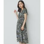 ワンピース カシュクールフラワーワンピース「洗濯機洗い可」